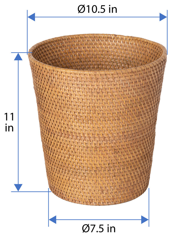 Loma Round Rattan Paper Waste Basket, Espresso