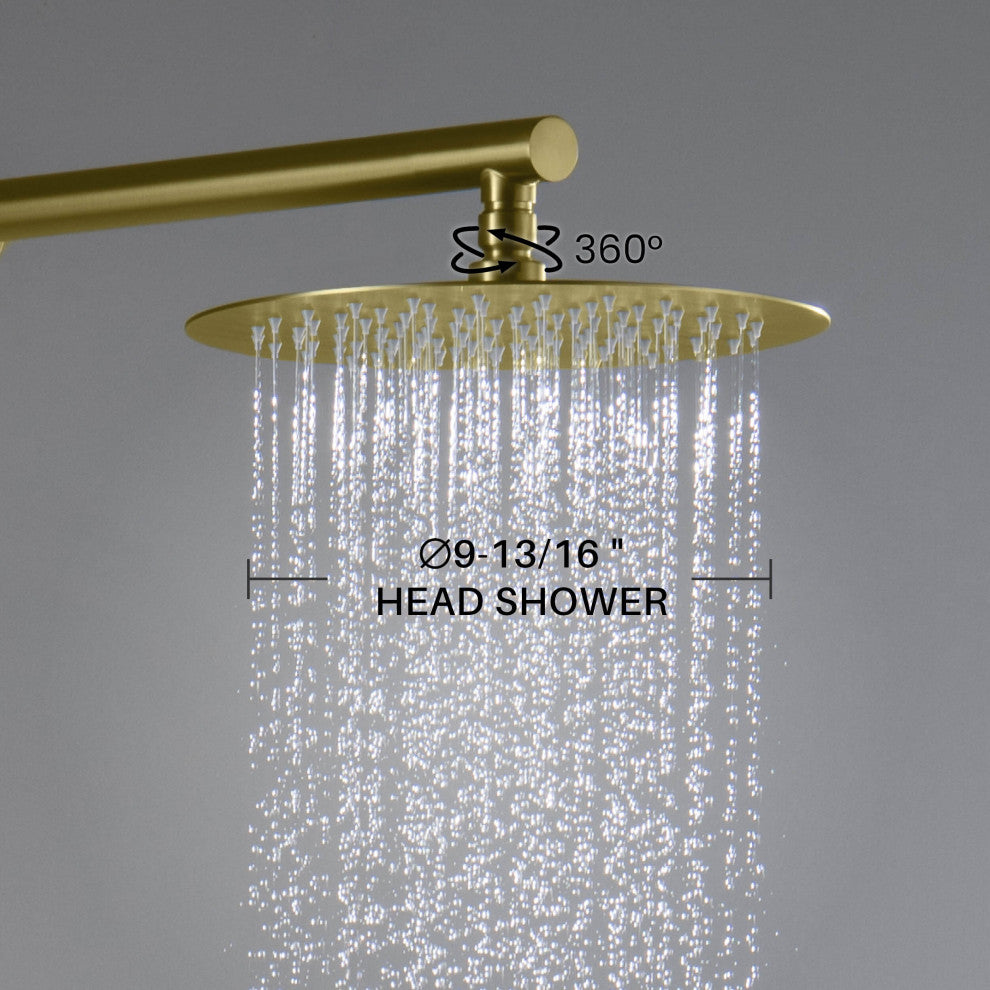 Circular Single Function Shower System, Rough, Valve, Brushed Gold
