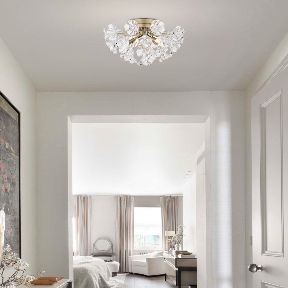 Zelda Crystal Glass Flower Flush Mount 5-light