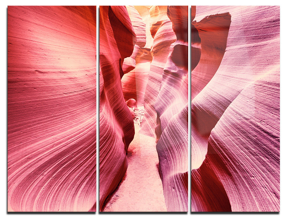 "Famous Antelope Canyon" Photo Metal Wall Art, 3 Panels, 36"x28"