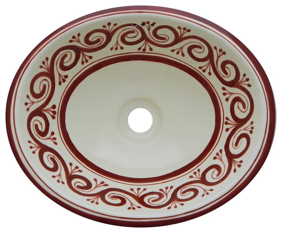Mexican Talavera Ceramic Hand Painted Bathroom Oval Sink