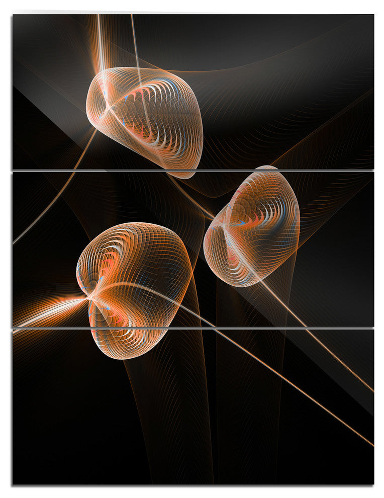 "Fractal Pink Orchids" Metal Wall Art, 3 Panels, 28"x36"