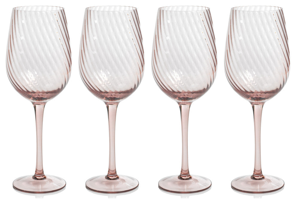 Sesto Optic Swirl White Wine Glasses, Set of 4, Lilac