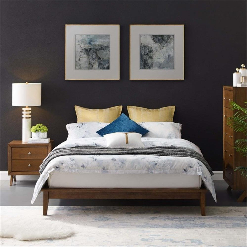 Modway Lodge Full Mates Platform Bed in Walnut