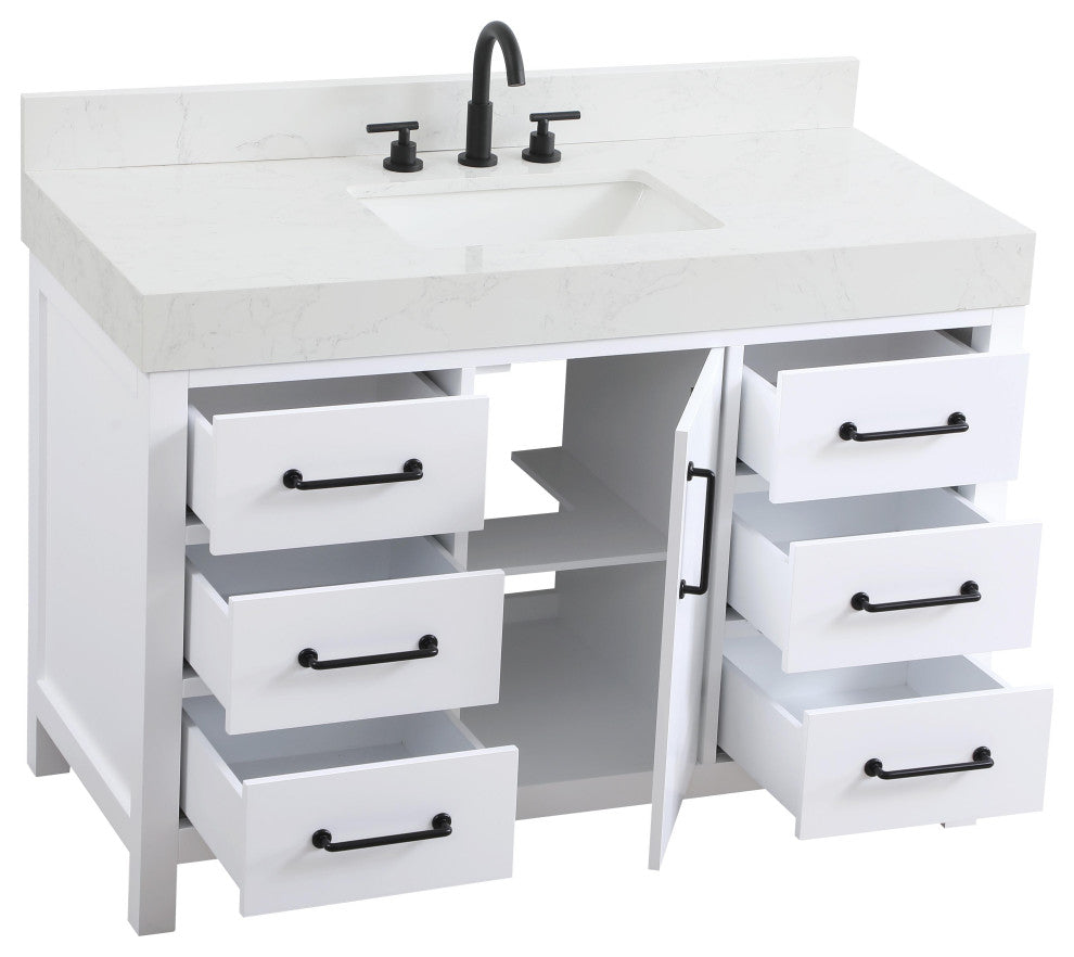 Home Living 48" Single Bathroom Vanity, White With Backsplash