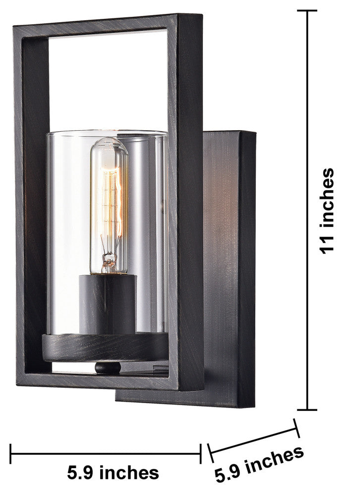 Daisy Antique Black Single Light Wall Sconce With Clear Glass