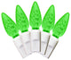 35 C6 Frosted Green LED Lights 4" Spacing On White Wire