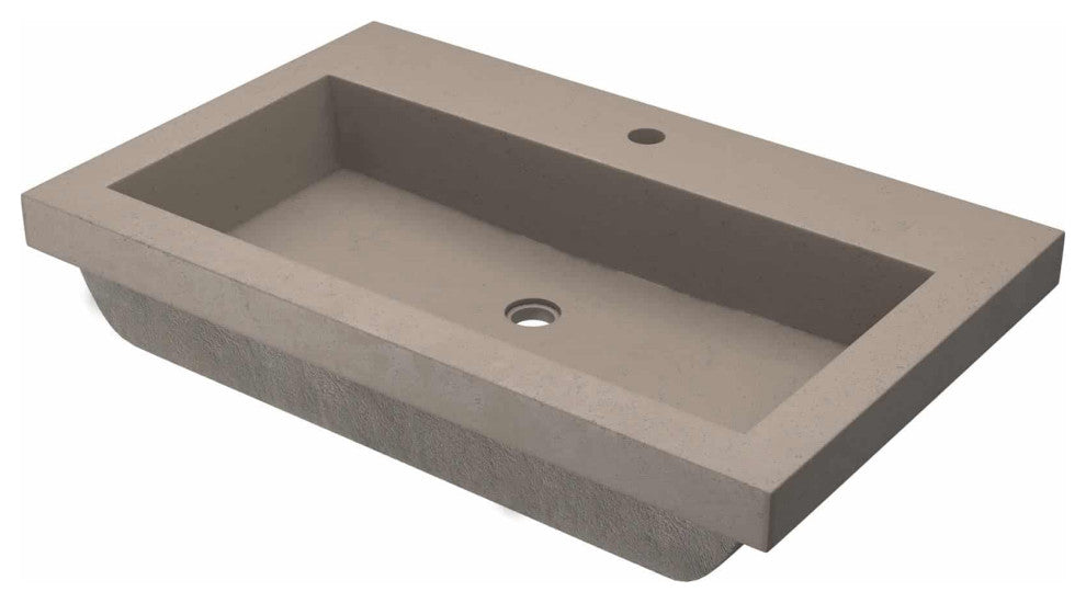 Trough 3019 Concrete Bathroom Sink, Earth, Single Faucet Hole