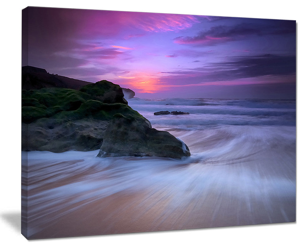 "Slow Motion Waves on Winch Beach" Contemporary Seascape Art Canvas, 40"x30"