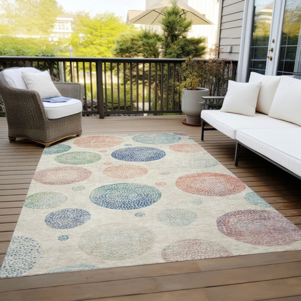 Machine Washable Indoor/Outdoor Chantille ACN1897 Ivory 3' x 5' Rug