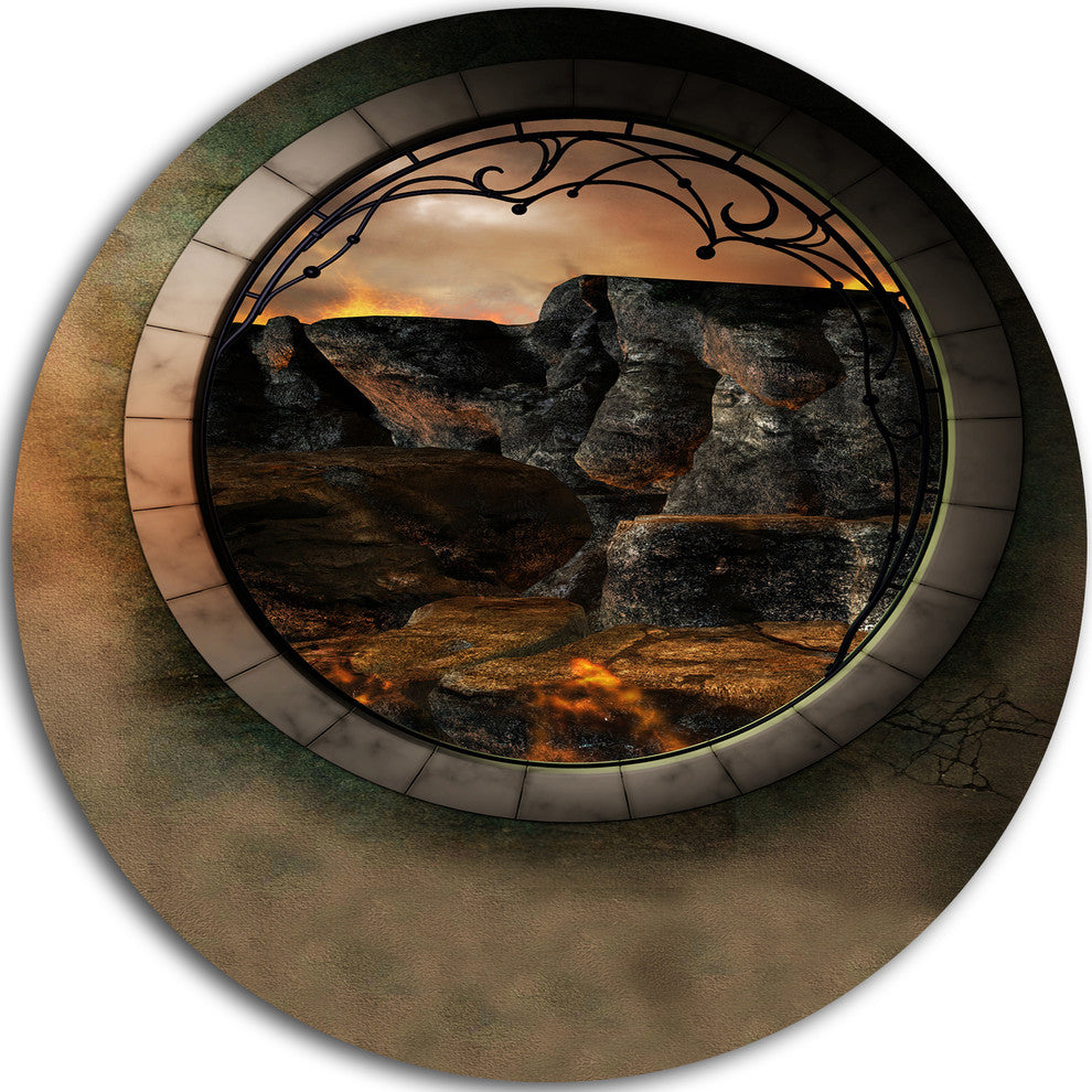 Brown Fantasy Landscape With Frame, Art Photo Round Wall Art, 11"