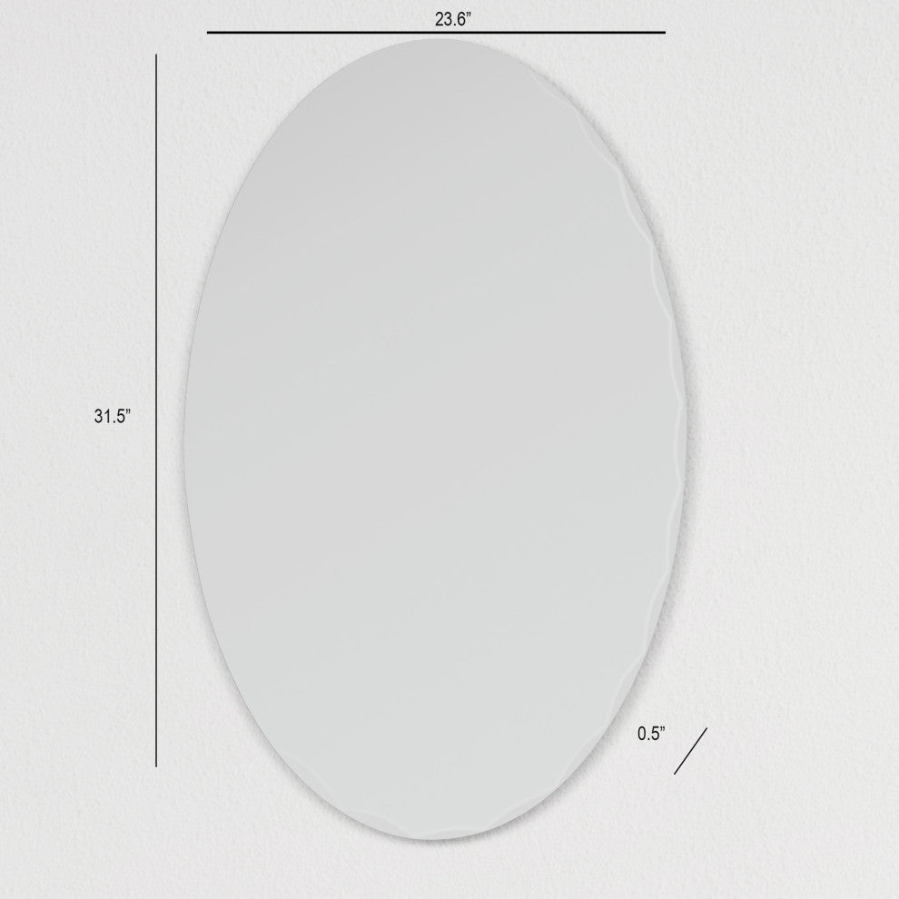 Frameless Oval Scallop Beveled Mirror
