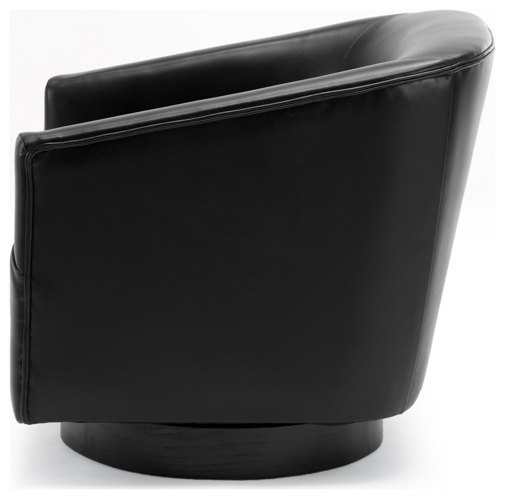 Geneva Charcoal Wood Base Swivel Chair, Black