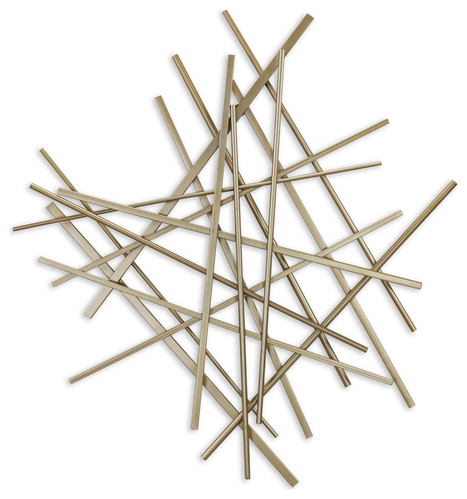 Abstract Gold Bar and Panel Wall Decor Piece