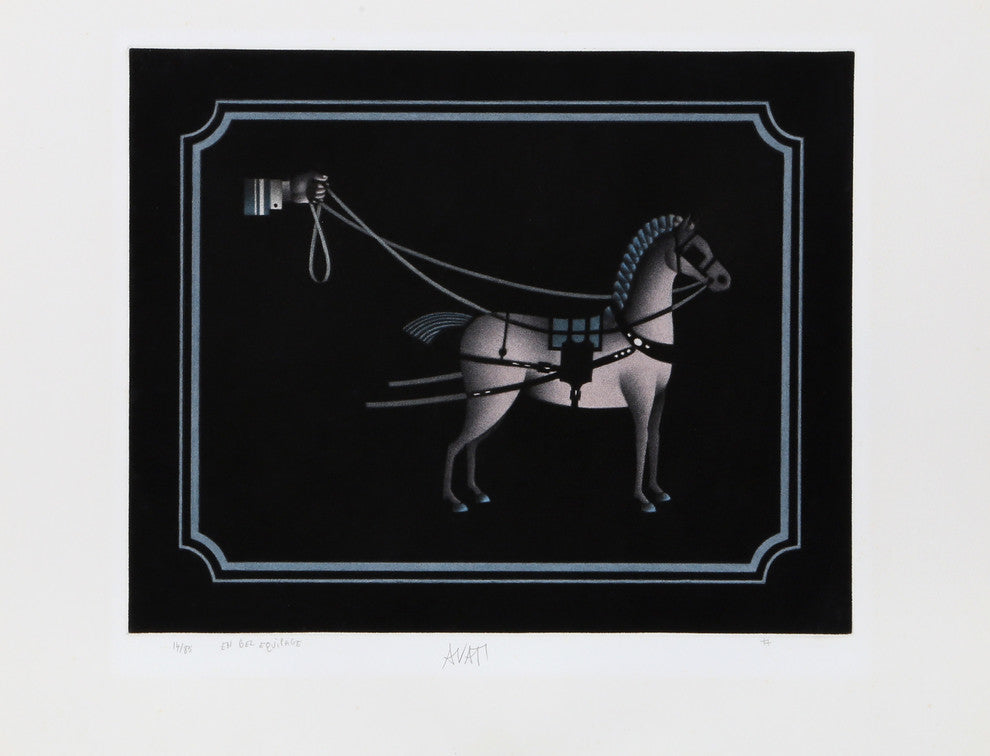 Mario Avati "En Bel Equipage" Mezzotint