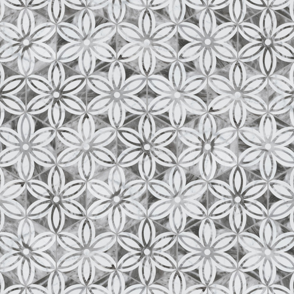 Classico Bardiglio Hexagon Lily Porcelain Floor and Wall Tile