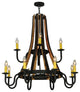 44W Barrel Stave Madera 12 LT Two Tier Chandelier