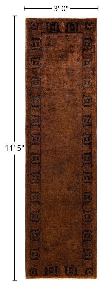 Overdyed One-of-a-Kind Hand-Knotted Area Rug Brown, 3' 0" x 11' 5"