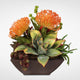 Contemporary Tropical Artificial Succulent Arrangement in a Metal Container