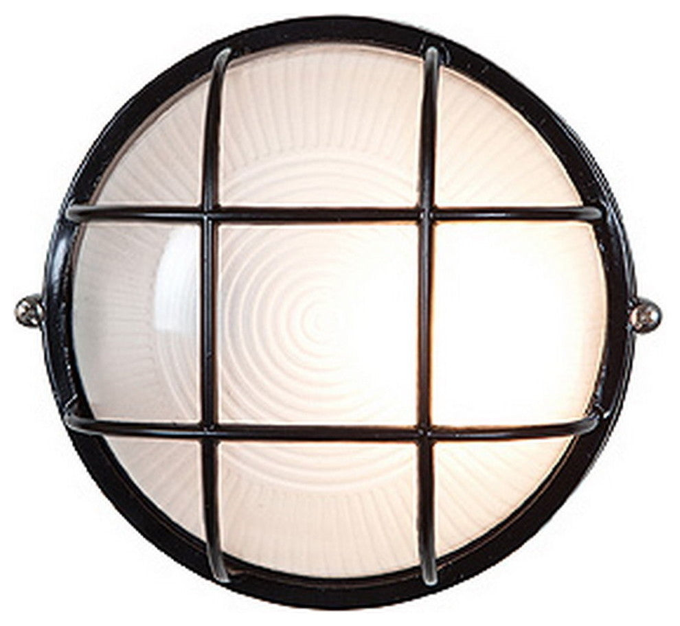 Black Cast Aluminum Fluorescent/LED 1-Light Exterior Round Wall Light