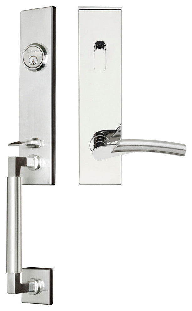 Phoenix Lever, Tubular Entry Handleset, RH, Polished/Satin Stainless Steel