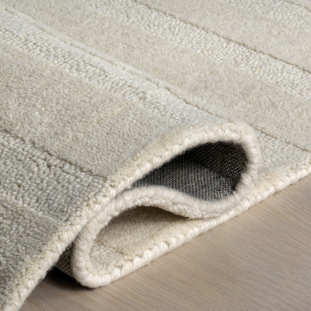 Vestry Striped Wool Area Rug, Ivory 9' x 12'