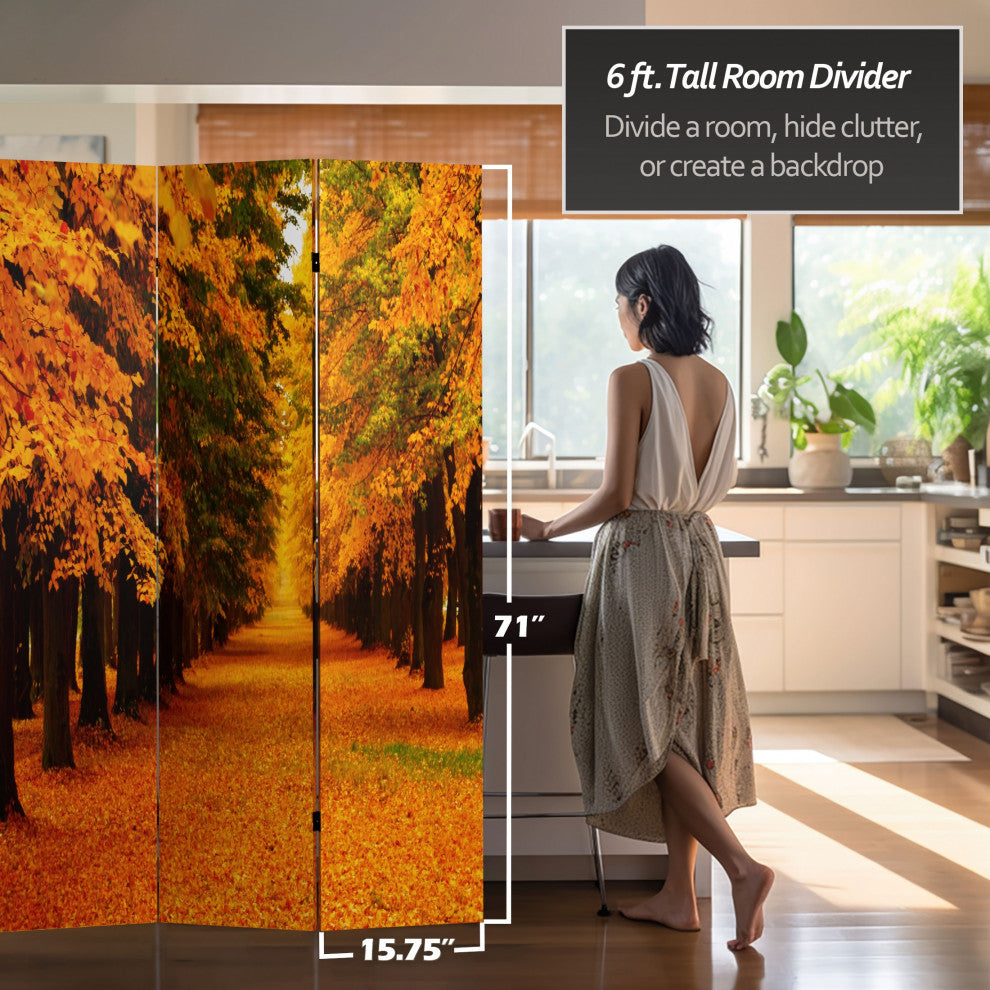 6' Tall Double Sided Autumn Trees Room Divider