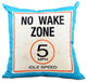 16"x16" No Wake, Word Print Pillow, Turquoise