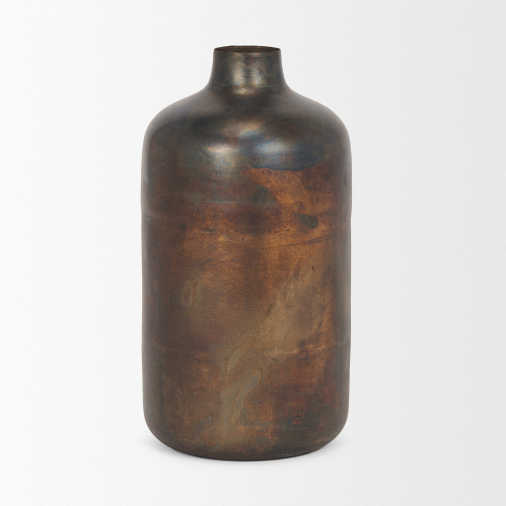 Daya Tall Antiqued Gold Metal Vase
