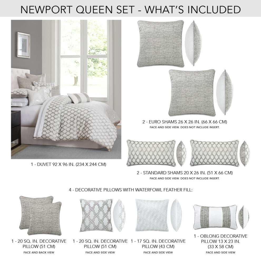 Newport 9-Piece Queen Comforter Set, Platinum