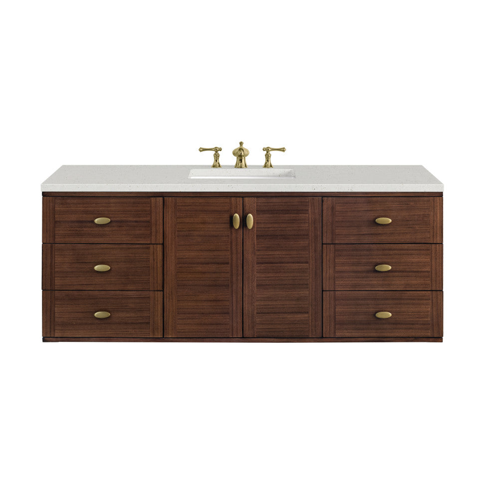 Amberly 60" Single Vanity, Mid-Century Walnut, Lime Delight