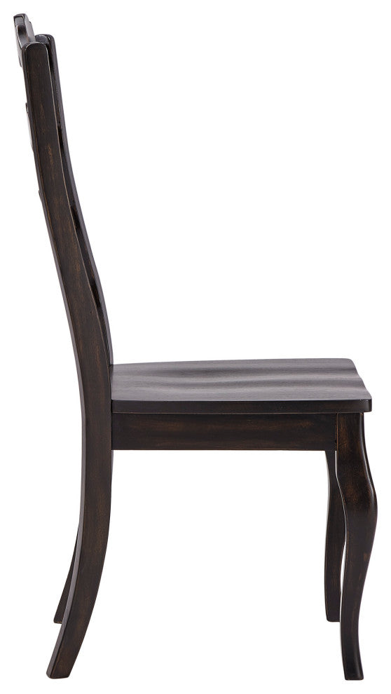 Arbor Hill French Ladder Back Wood Dining Chair, Set of 2, Antique Black