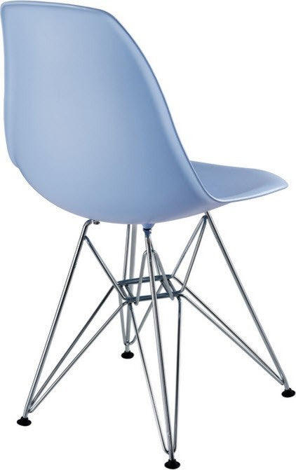 White Eiffel Side Chair Wire Base, Blue