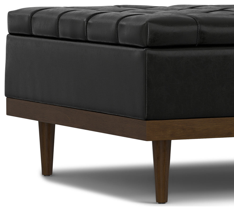 Mariah Lift Top Table Storage Ottoman, Midnight Black PU Black faux leather