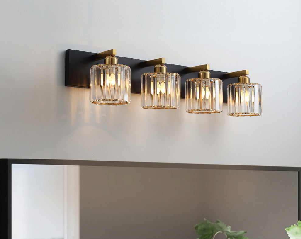 4-Lights Antique Unique Seeded Glass Shade Exquisite Wall Sconces Vanity Light