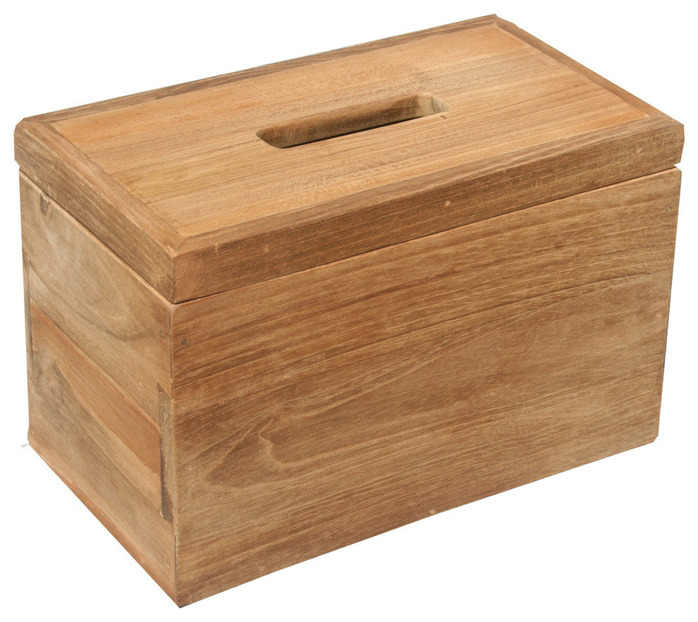 Rectangular Recycled Teak Wood Tissue Holder