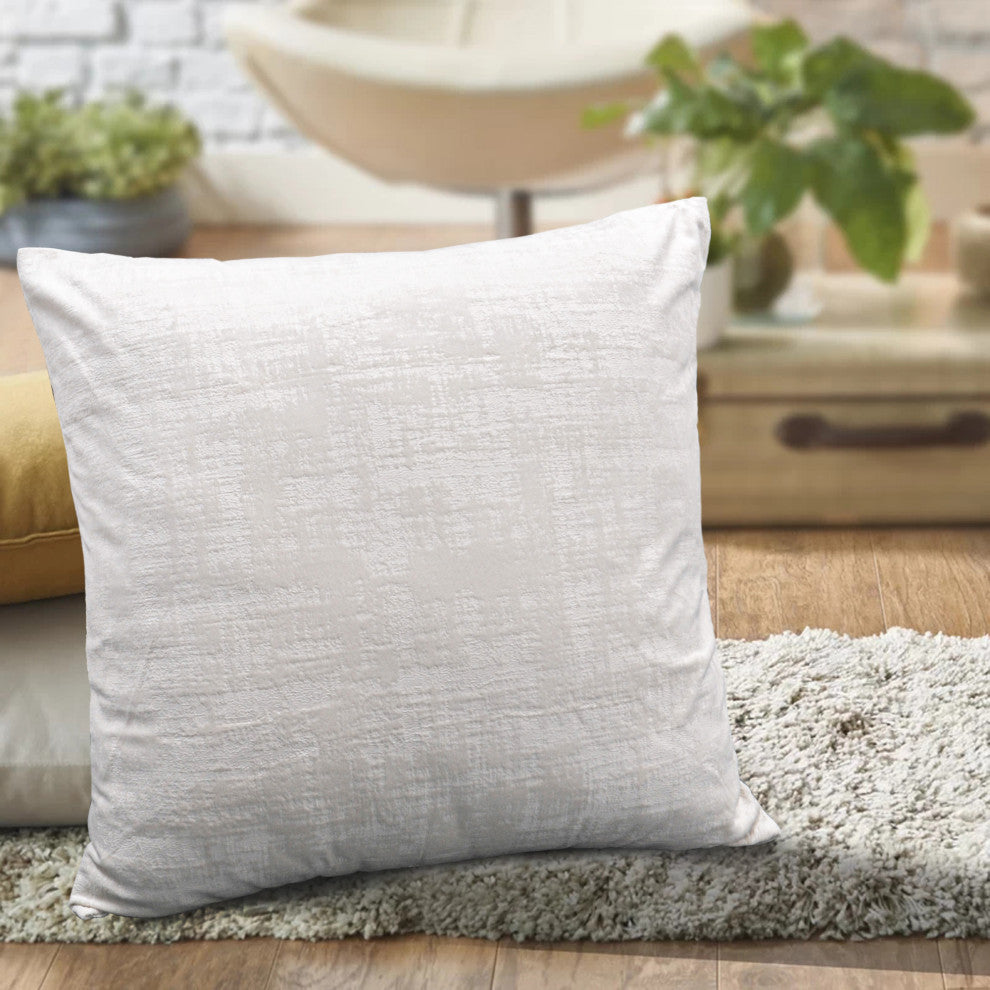 Serenta Textured Velvet Pillow Shell, Set of 4, Gardenia