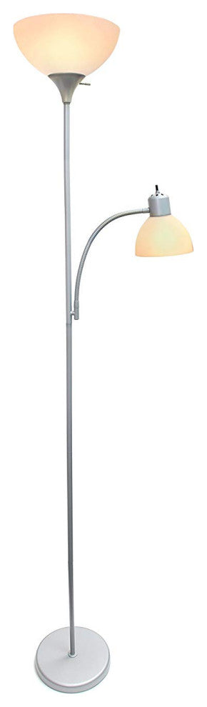Simple Designs Floor Lamp With Reading Light, Silver