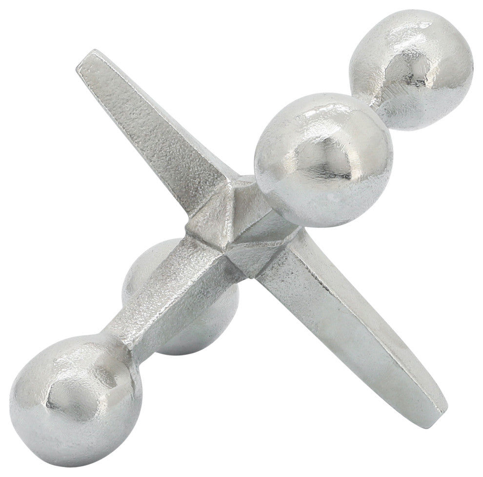 Silver Metal Jacks Decor, 5"