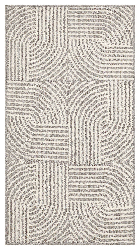Nourison Natural Texture 2'2" x 3'9" Grey Ivory Modern Indoor Rug