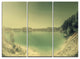 "Blurred Sea With Mountain Views" Metal Wall Art, 3 Panels, 36"x28"