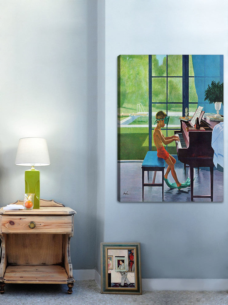 "Poolside Piano Practice" Print on Canvas by George Hughes