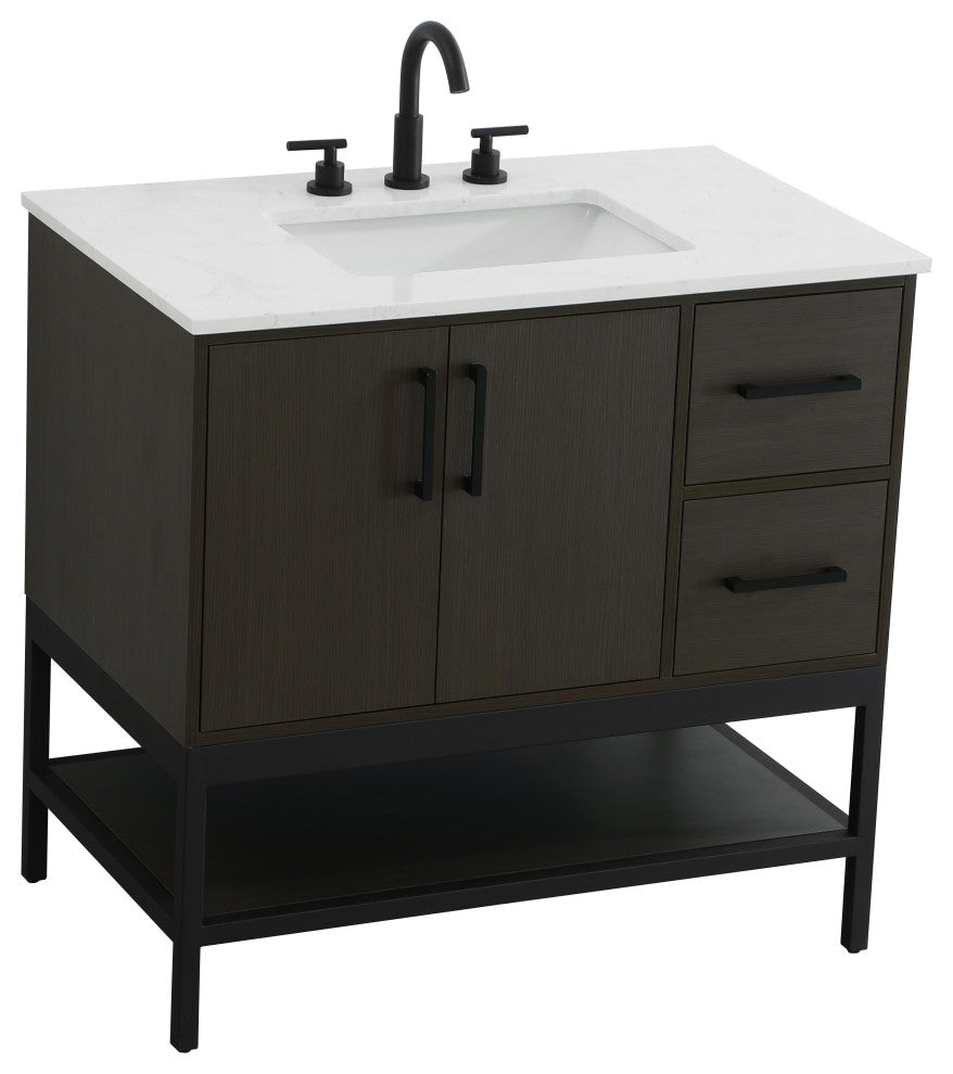 Home Living 36" Single Bathroom Vanity, Mocha Brown