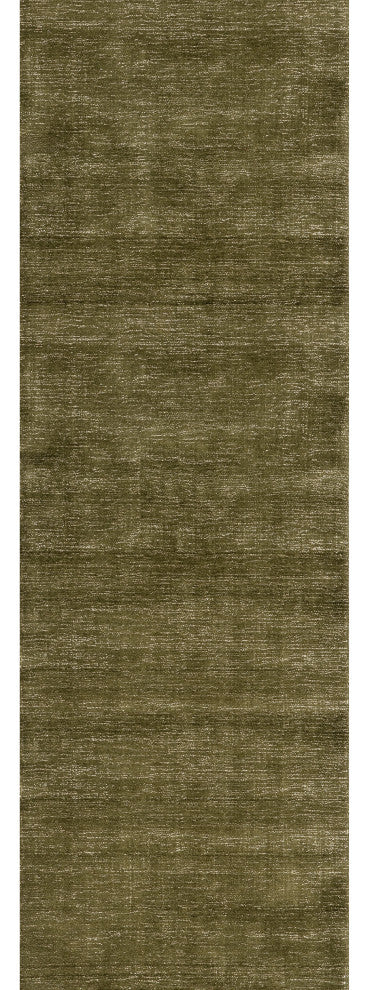 Arrel Speckled Wool-Blend Area Rug, Verdant Green 2' 6" x 10'