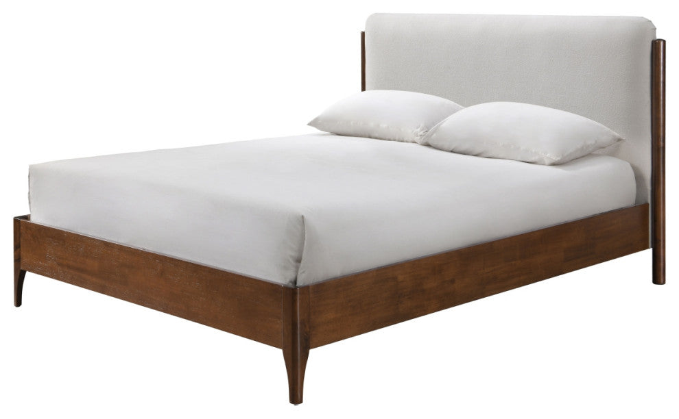 Safavieh Couture Solacina Wood Frame Bed, Ivory/Walnut, Queen