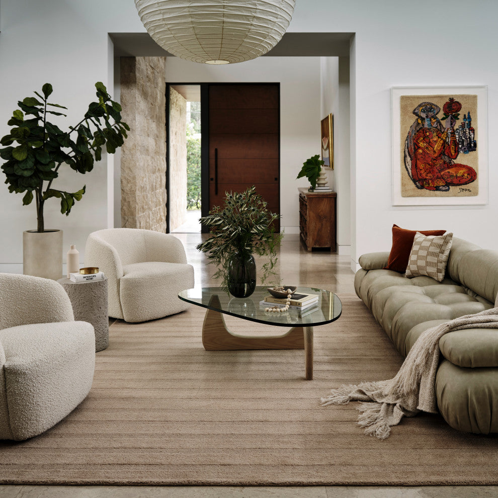 Vestry Striped Wool Area Rug, Brown 9' x 12'