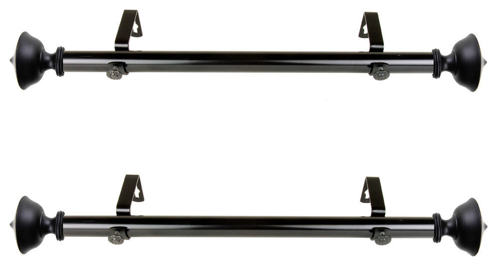 Myla 1" Diameter Side Curtain Rod 12-20" Long, Set of 2, Black