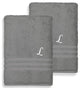 Denzi Bath Towels With Monogrammed Letter, Set of 2, L