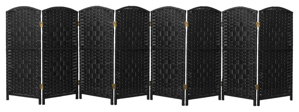 3 ft. Short Diamond Weave Fiber Room Divider Black 8 Panel