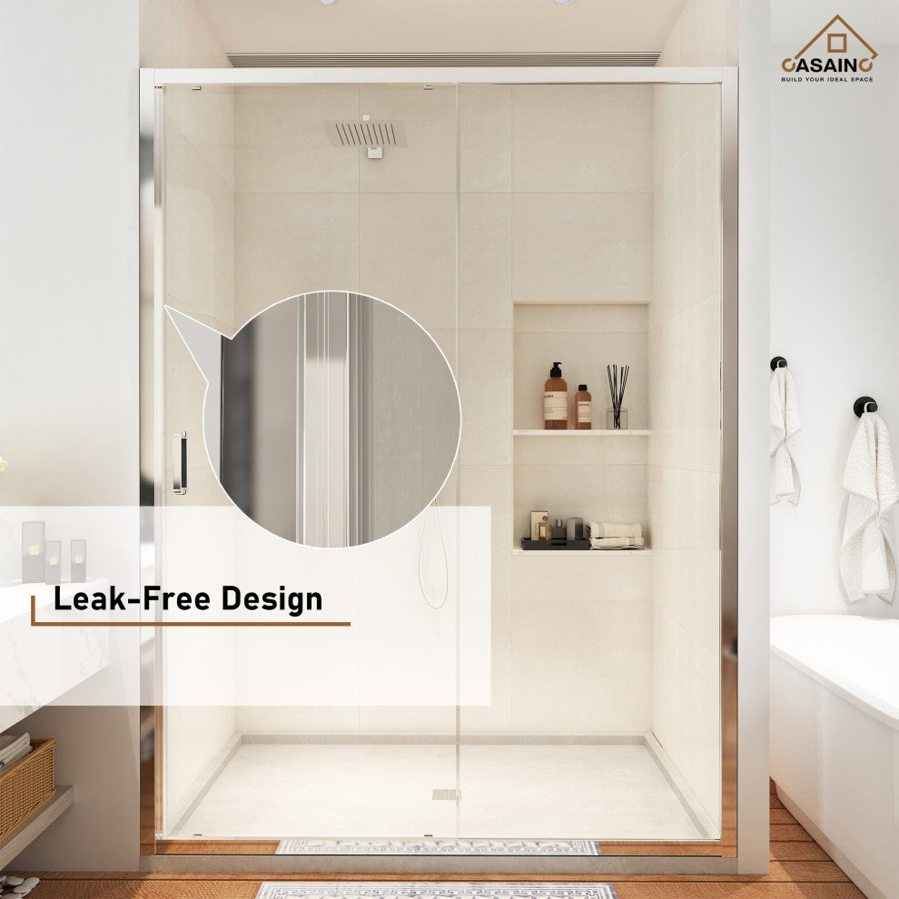 48-in x 72-in Framed Sliding Shower Door, Chromed